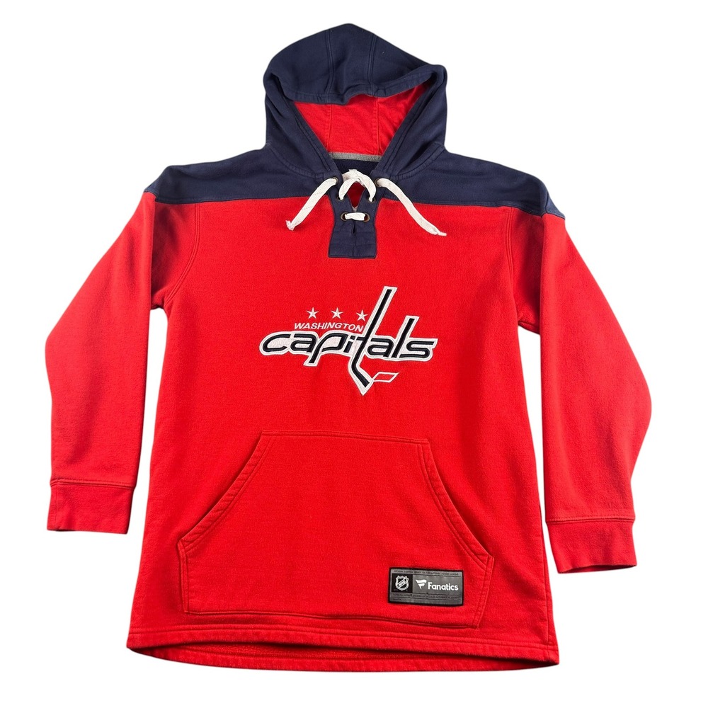 Fanatics NHL‎ Washington Capitals Lace Up Hoodie Mens Medium Red Navy Pullover